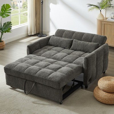 Convertible Couch With An Adjustable Backrest,3 USB Ports And 2 Lumbar Pillows,Corduroy Sofa Bed Couch,Pull-out Loveseat Sofa-Maison Boucle