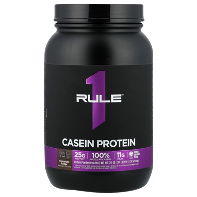 Rule One Proteins R1 Casein, Protein Powder Drink Mix, Chocolate Fudge, 2.01 lb (910 g)