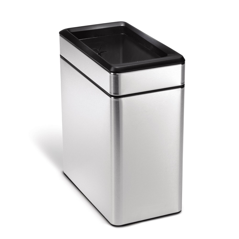 simplehuman 10L Profile Open Top Bathroom Trash Can Stainless Steel