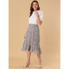 Allegra K Women's Summer Floral Elastic Waist High Low Ruffle Hem Midi Skirts - 4 of 4