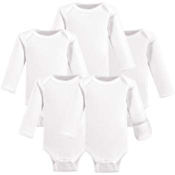 Hudson Baby Cotton Preemie Long-Sleeve Bodysuits 5pk, White, Preemie