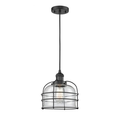 Bell Cage - 1 Light Cord Hung Mini Pendant In Traditional Style-10 Inches Tall and 9 Inches Wide
