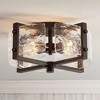 Possini Euro Design Adri Modern Ceiling Light Flush Mount Fixture Black 16 1/2" Wide Black 4-Light Textured Glass for Bedroom Kitchen Living Room Home - 2 of 4