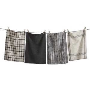 tagltd Canyon Woven Flour Sack Dishtowel Set Of 4 Black Multi Dish Cloth For Drying Dishes And Cooking - 1 of 3