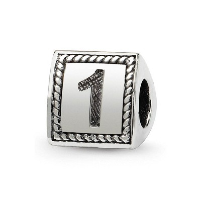 Black Bow Jewelry Triangle Block, Number 1 Sterling Silver Bead Charm