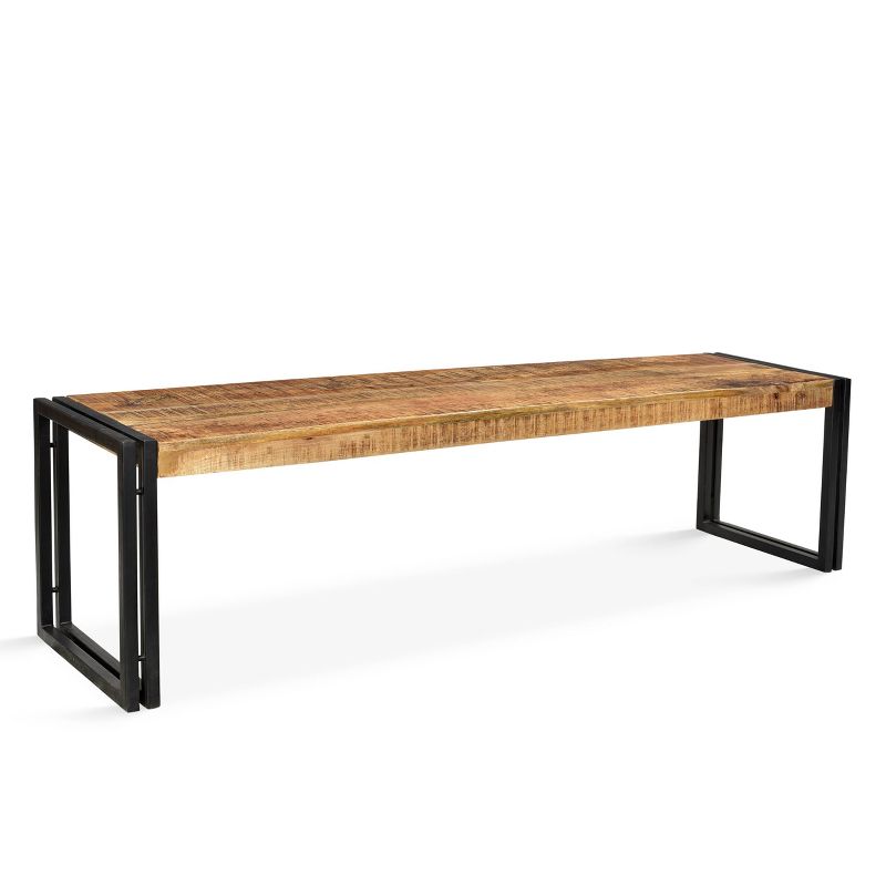 Handcrafted Reclaimed 71" Wood Bench with Iron Legs - Timbergirl, 1 of 8