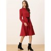 Allegra K Women's Elegant Work Sheath Mock Neck Flare Long Sleeve Knit Midi Dress - 3 of 4