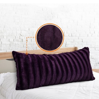 Purple Faux Fur Long Body Pillow with Micro-Plush Side