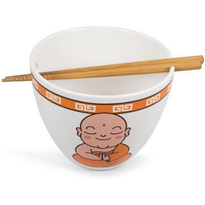 Toynk Hungry Buddha Japanese Dinnerware Set | 16-Ounce Ramen Bowl and Chopsticks