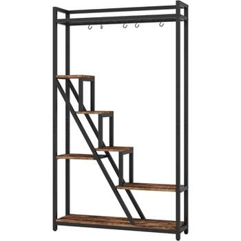 Tribesigns 70.9" Tall Plant Stand, 7-Tier Large Plant Shelf with 5 S-Hooks, Industrial Wood Flower Stand Display Rack