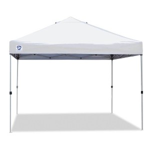 Z-Shade 10 x 10 Foot Peak Straight Leg Portable Instant Shade Tent Outdoor Canopy with Reliable Stakes, Steel Frame, and Carrying Bag, White - 1 of 4