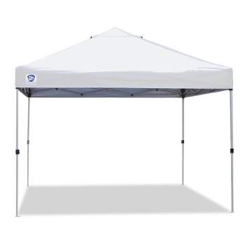 Z-Shade 10 x 10 Foot Peak Straight Leg Portable Instant Shade Tent Outdoor Canopy with Reliable Stakes, Steel Frame, and Carrying Bag, White