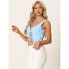 Allegra K Women's V Neck Solid Lace Trim Cami Tie Front Sleeveless Crop Tops - 4 of 4