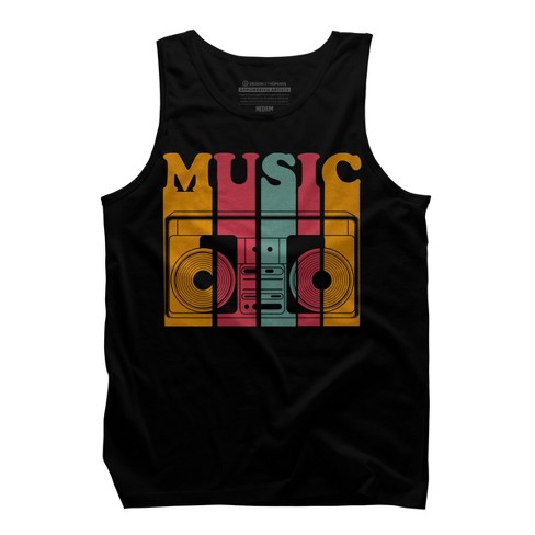 Men's Design By Humans Retro Music Boombox By worldtraveler Tank Top - image 1 of 2