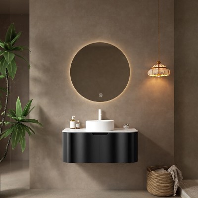 Wall Cabinet,Round Ceramic Basin Bathroom Storage Cabinet Without Faucet,Bathroom Wall-Mounted Cabinet With Drawer-Cuddlewood