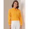 Allegra K Women's Work Peter Pan Collar Long Bishop Sleeve Button Down Shirt - 2 of 4