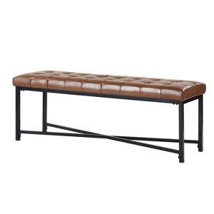 Valerie Morden Button-Tufted Upholstered Storage Bench with Iron Leg|ARTFUL LIVING DESIGN-BROWN - 1 of 4