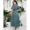 BLUEMING Summer Maxi Dress for Plus Size Women Tie Wasit Surplice Dress Flutter Sleeve A-Line Dress - 2 of 4