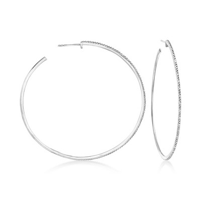 Ross-Simons 0.15 ct. t.w. Diamond Hoop Earrings in Sterling Silver