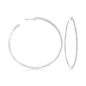 Ross-Simons 0.15 ct. t.w. Diamond Hoop Earrings in Sterling Silver - 1 of 3