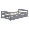 Twin Size Platform Bed With Twin Size Trundle Pine Wood Twin Size Bed Frame With Headboard Footboard No Box Spring Needed - image 3 of 4