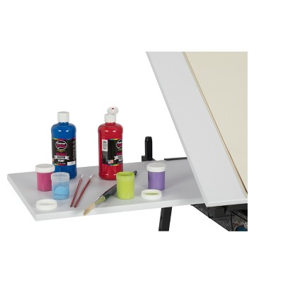 Adjustable White Metal Drafting Table with Storage Drawers