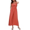 Women's Summer V Neck Spaghetti Strap Sleeveless Jumpsuits CutOut Smocked Long Wide Leg Rompers With Pockets - 2 of 4