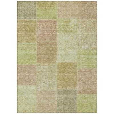 Green Copper And Mint Green Patchwork Washable Indoor Outdoor Area Rug