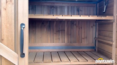 Fir Wood and Metal Frame Outdoor Storage Shed with Double Doors