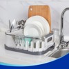 LunaLulinlk Dish Drying Rack for Kitchen Counter, Compact Dish Drainer with Drainboard, White - 3 of 4