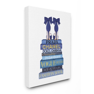 Stupell Industries Blue Bow Heels above Iconic Designer Books