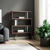 HomeRoots 67" Brown And Silver Metal and Wood Three Tier Etagere Bookcase - 2 of 4