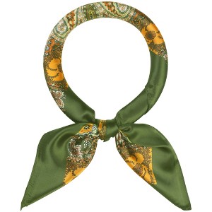 Elerevyo Women's Satin Large Paisley Symmetric Silk Square Scarf Head Wrap Bandanas 35.4" X 35.4" - 1 of 4