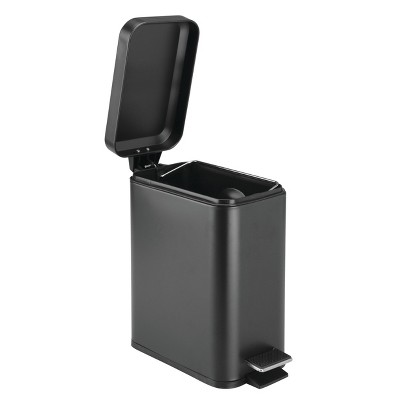 Black Stainless Steel Rectangular Pedal Kitchen Wastebasket