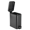 iDESIGN Rectangle Step Can Black: Metal Bathroom Wastebasket, 5L Capacity, Solid Pattern, 11.75" Height - 3 of 4