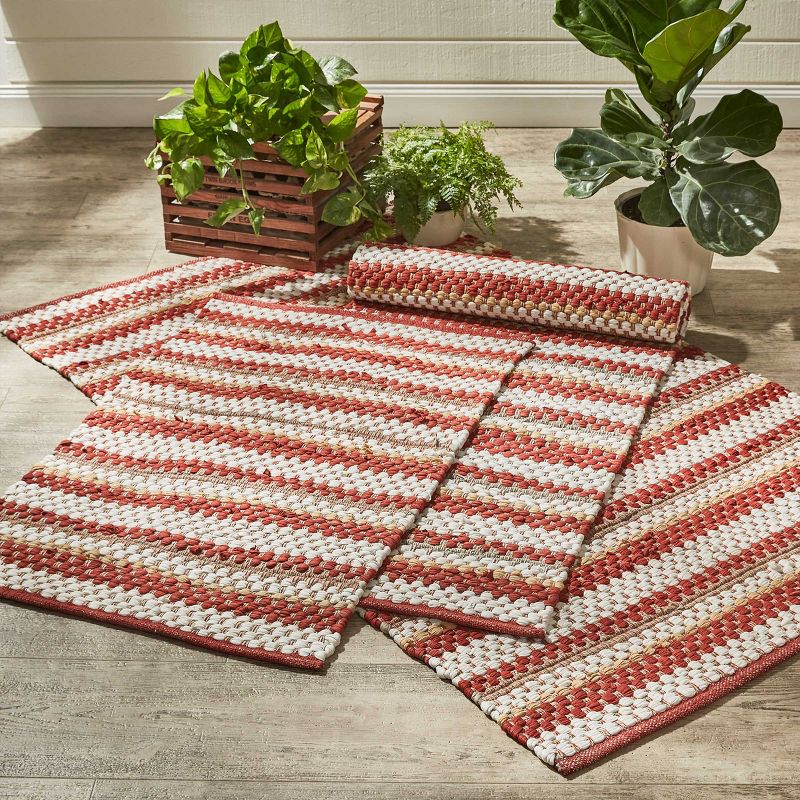 Park Designs Kingswood Red and Cream Chindi Rag Rug 2 ft x 3 ft, 2 of 4