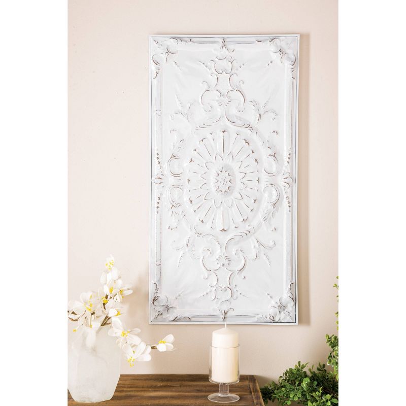 Metal Scroll Wall Decor with Embossed Details White - Olivia &#38; May, 2 of 8