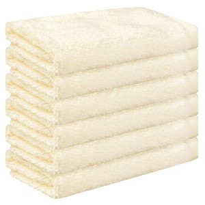 Unique Bargains Hotel Spa Bathroom Highly Absorbent Quick Drying Solid Cotton Washcloths 6 Packs - 1 of 4