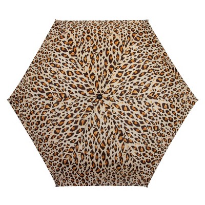 ShedRain Auto Open Auto Close Compact Umbrella - Tan Leopard Print: Telescoping Shaft, Polyester Canvas - image 2