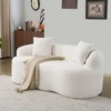 Spassway 67" White Upholstered Loveseat with Round Armrest Teddy Velvet Compression Couch with 2 Pillows - 2 of 4