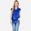 Anna-Kaci Women's Sequin V-Neck Top with Cap Sleeves and Relaxed Fit - 4 of 4