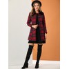 Allegra K Women's Buffalo Checks Winter Peter Pan Collar Long Plaid Coat - 3 of 4
