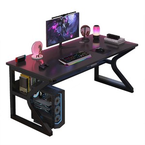 Computer desk with storage space, small desk made of wood and metal for home office, office, dining table, conference table - 1 of 4