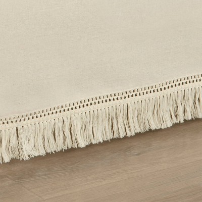 Neutral Queen Cotton Polyester Fringe Bed Skirt
