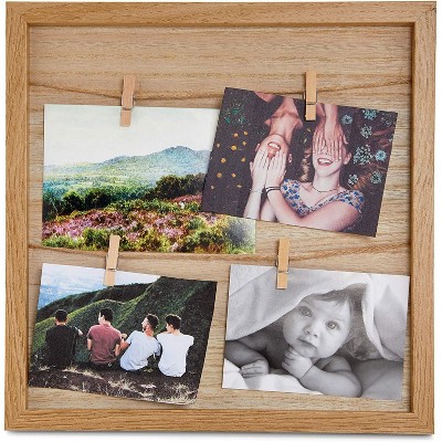 Farmlyn Creek Juvale Picture Frame with Clips, Rustic Wall Décor (12 x 12 in)