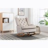 Okak Furry Rocking Accent Chair Living Room Chair with Wood Legs and Button-Tufted Upholstered Comfy Back Armchair for Bedroom Nursery Lounge - 3 of 4
