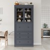 Whisen 78" Freestanding Kitchen Pantry, Tall Cupboard Storage Cabinet with Adjustable Shelves, 3-Drawers - 3 of 4