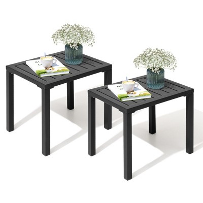 Crestlive Products Outdoor Side Table Aluminum Rectangular Side/End Table, Small Patio Coffee Bistro Table for Outdoor Indoor