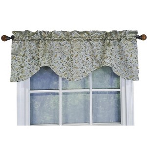 RLF Home Chopin Bravo Window Treatment Valance 1-1/2" rod pocket 2" header 50" x 15" Blue Mist - 1 of 3