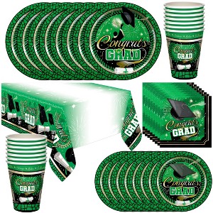Treasures Gifted Green Graduation Party Tableware Deluxe Set for 24 Guests - 1 of 1